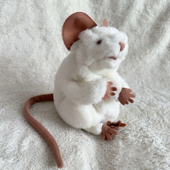 Folkmanis White Mouse Rat Hand Puppet Plush Folktails Storytelling Long Tail 8” - Picture 1 of 5